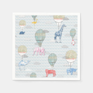 Serviette En Papier Animaux en Ballons à air chaud Napkin