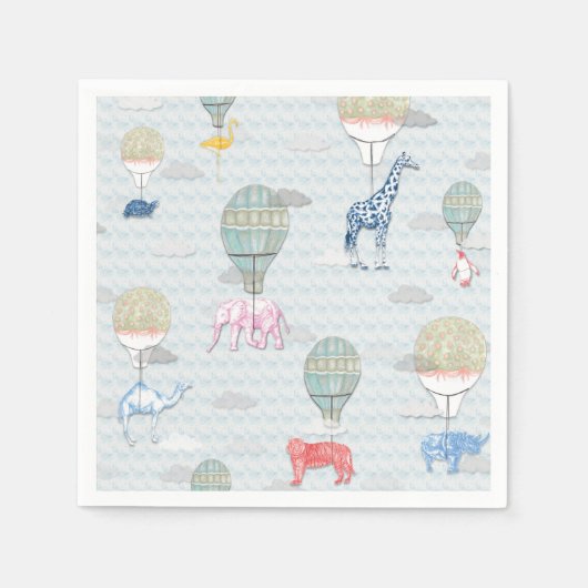Serviette En Papier Animaux en Ballons à air chaud Napkin (Devant)