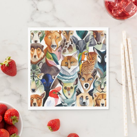 Serviette En Papier Animaux Extraordinaires (En situation)