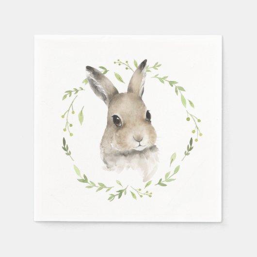 Serviette En Papier Animaux forestiers Aquarelle Lapin Lapin Simple (Devant)