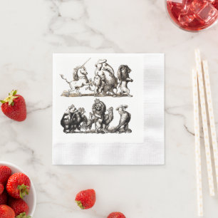 Serviette En Papier Animaux Mignons Art Licorne Éléphant Lion Zoo
