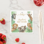 Serviette En Papier Animaux Safari Baby shower de verdure tropicale (En situation)
