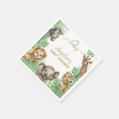 Serviette En Papier Animaux Safari Baby shower de verdure tropicale (Coin)