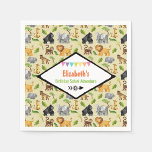Serviette En Papier Animaux sauvages Anniversaire Safari Aventure