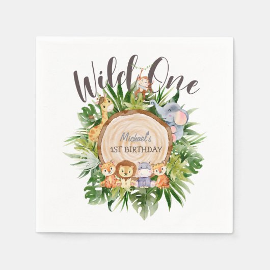 Serviette En Papier Animaux sauvages Bois (Devant)