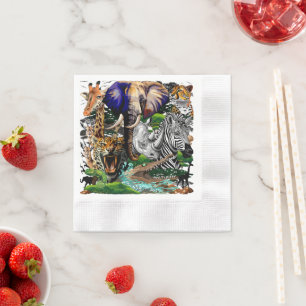 Serviette En Papier Animaux sauvages de la Savane africaine