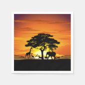 Serviette En Papier Animaux sauvages sur le coucher de soleil de la sa (Devant)