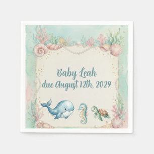Serviette En Papier Animaux sous la mer Aquamarine Baby Shower