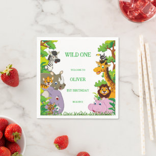 Serviette En Papier Animaux Wild One Jungle safari de verdure pour les