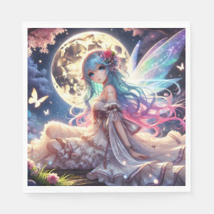 Serviette En Papier Anime Girl Moon Fairy Princesse dans le jardin