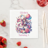 Serviette En Papier Anime Girl on Unicorn Anniversaire Personnalisé (En situation)