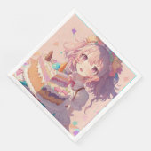Serviette En Papier Anime Girl Pièce de gâteau Whimsical Anniversaire (Coin)