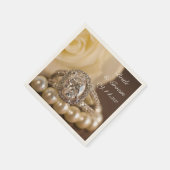 Serviette En Papier Anneau de diamant ovale et Mariage de rose blanche (Coin)