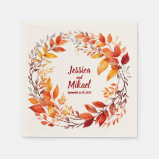 Serviette En Papier Anneau de feuilles d'automne : serviettes Mariages