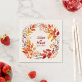 Serviette En Papier Anneau de feuilles d'automne : serviettes Mariages (En situation)