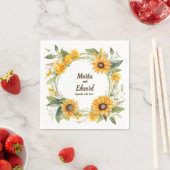 Serviette En Papier Anneau de tournesols : serviettes Mariages personn (En situation)