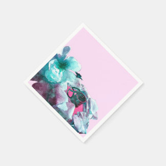 Serviette En Papier Anneaux avec pétales de rose blanche