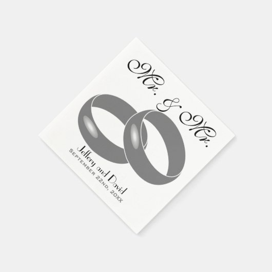 Serviette En Papier Anneaux de mariage gay personnalisés Mariage (Coin)