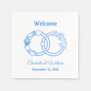 Serviette En Papier Anneaux entrelacés minimaux côtiers