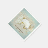 Serviette En Papier Anneaux et coquillages mariages dans le sable (Coin)