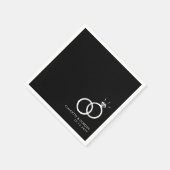 Serviette En Papier Anneaux fiançailles | Partie d'engagement Noir (Coin)