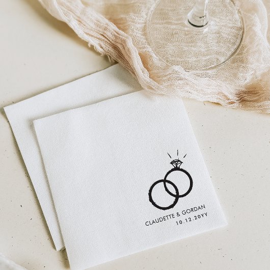 Serviette En Papier Anneaux fiançailles | Script de partie d'engagemen