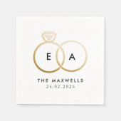 Serviette En Papier Anneaux Mariages dorés modernes Cocktail Napkin (Devant)