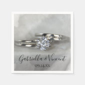 Serviette En Papier Anneaux mariages sur Gris (Devant)