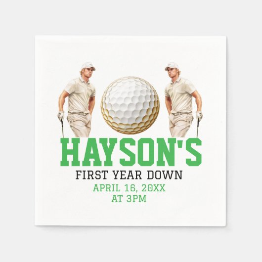 Serviette En Papier Année Après Année, Golf ! 1ère fête d'anniversaire (Devant)