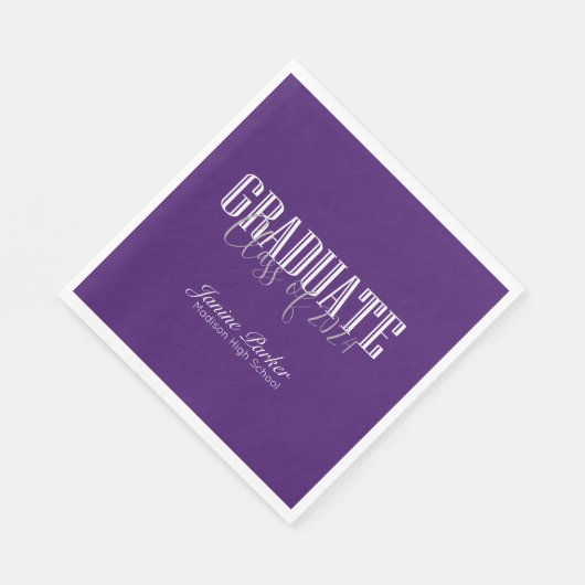 Serviette En Papier Année de classe moderne Classic Purple Graduation (Coin)