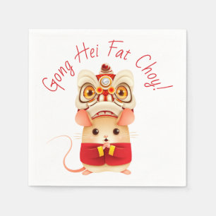 Serviette En Papier Année de la danseuse du lion de Chine Rat