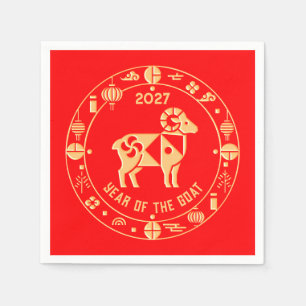 Serviette En Papier Année d'or de la Chèvre 2027