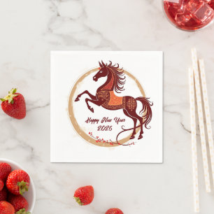 Serviette En Papier Année du Cheval 2026 couleur Brown