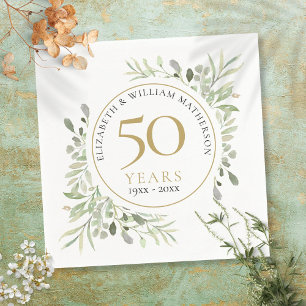 Serviette En Papier Année Mariage Feuilles de verdure