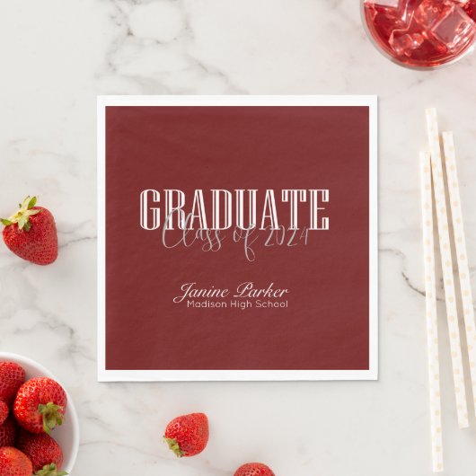 Serviette En Papier Année moderne Classic Red Graduation Party (En situation)