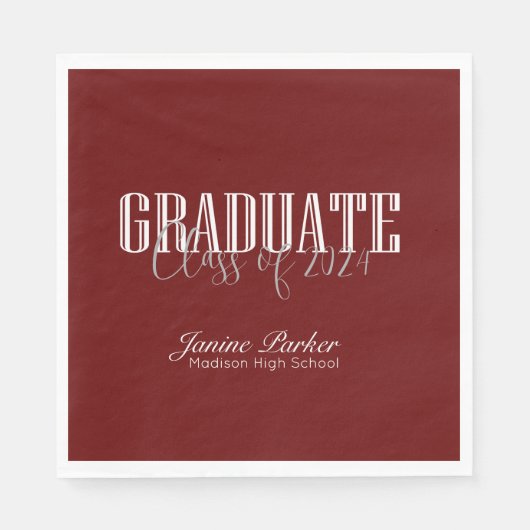 Serviette En Papier Année moderne Classic Red Graduation Party (Devant)