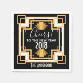 Serviette En Papier Années 1920 Art Déco Accueille Le Nouvel An (Devant)