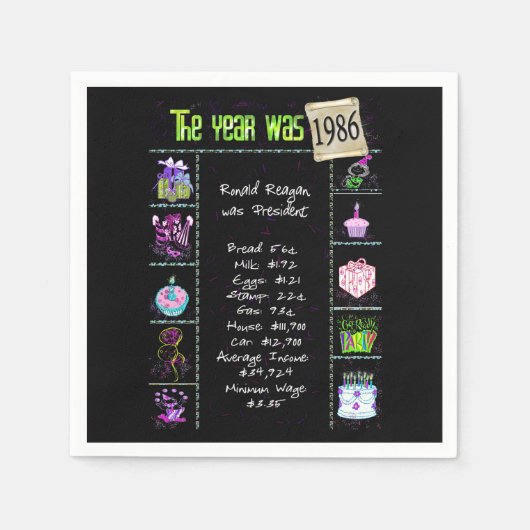 Serviette En Papier Anniversaire 1986 (Devant)