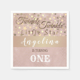 Serviette En Papier Anniversaire 1 an Twinkle Star Rose et Or