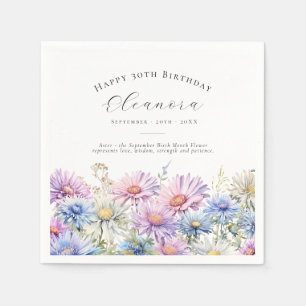 Serviette En Papier Anniversaire 30 ans Fleur de naissance de septembr