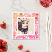 Serviette En Papier anniversaire 30 ans photo personnalisée botanique  (En situation)