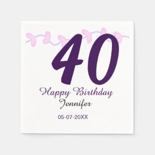 Serviette En Papier anniversaire 40 ans ajouter nom date année épingle