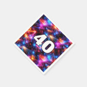 Serviette En Papier Anniversaire 40 ans Néon Polygone Abstrait (Coin)