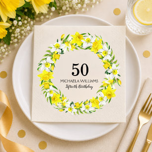 Serviette En Papier Anniversaire 50 ans personnalisé jonquille