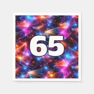 Serviette En Papier Anniversaire 65 ans Néon Polygone Abstrait