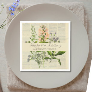 Serviette En Papier Anniversaire 80 ans Floral Vintage