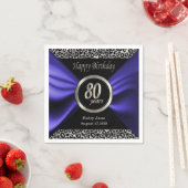 Serviette En Papier Anniversaire 80 ans | Leopard - bleu pourpre - Per (En situation)