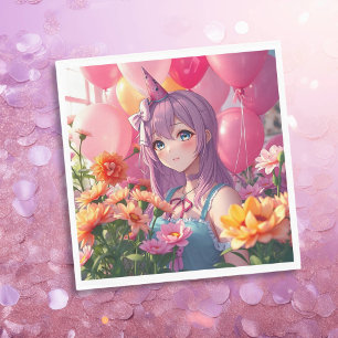 Serviette En Papier Anniversaire à thème Anime fille
