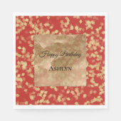 Serviette En Papier Anniversaire Abstrait Confetti Or Rouge (Devant)