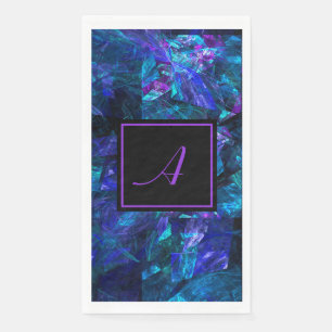 Serviette En Papier Anniversaire Abstrait noir violet monogramme perso